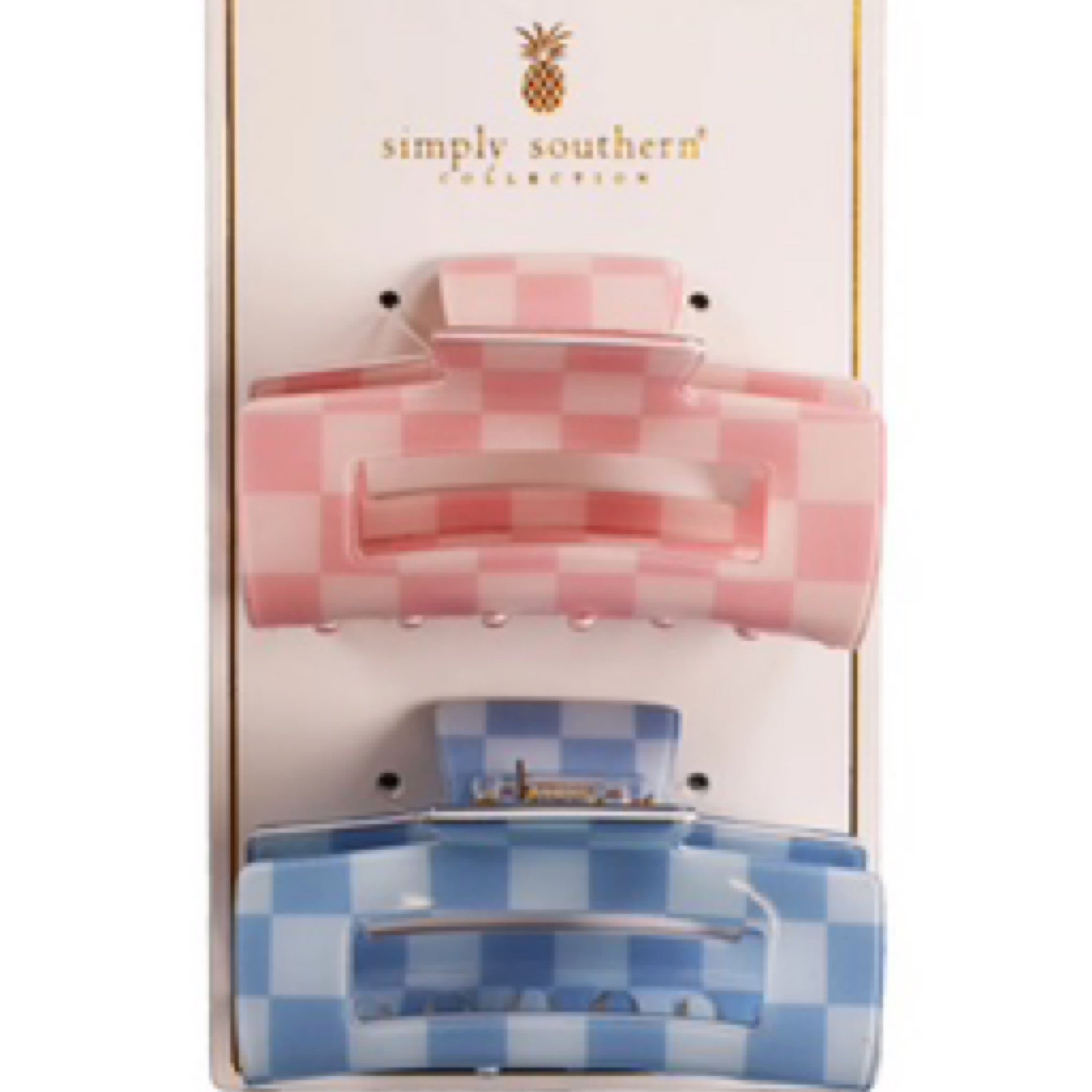 Simply Southern - Chic Hair Clip 2 pack Checkered Pink  display picture 2
